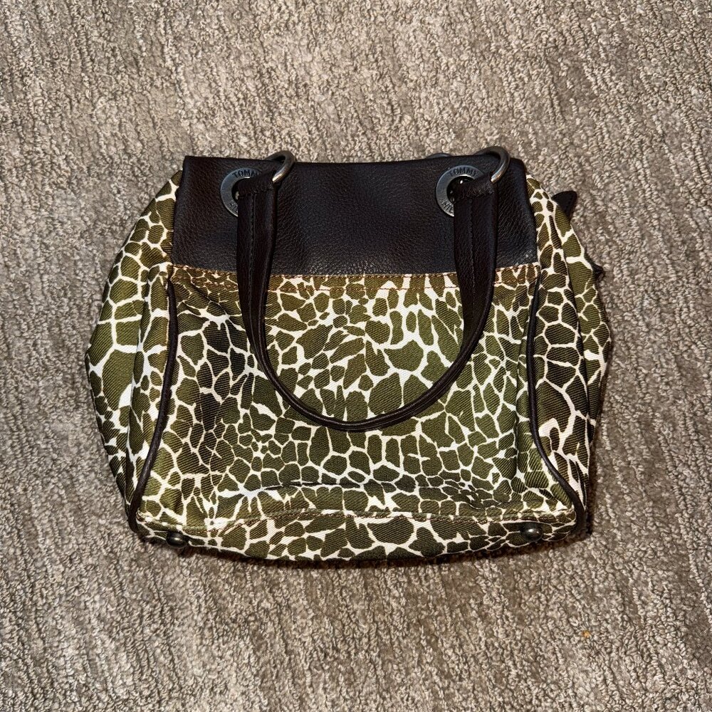Tommy Hilfiger Green & Brown Giraffe Shoulder Purse Animal Handbag